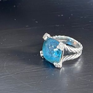 David Yurman cushion on point with Hampton Blue topaz